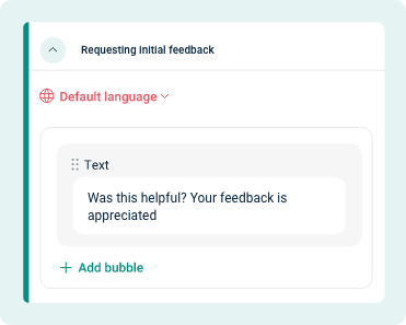 Platform screen showing the text for the AI assistant feedback message